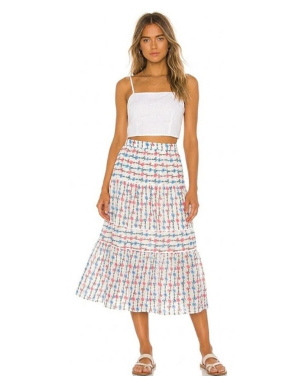 Foxiedox Floral Tiered Midi Skirt New